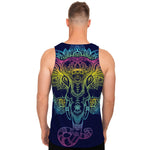 Rainbow Indian Elephant Print Men's Tank Top