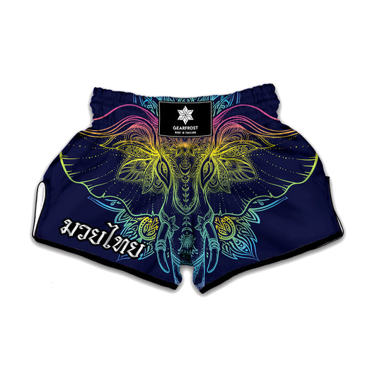Rainbow Indian Elephant Print Muay Thai Boxing Shorts