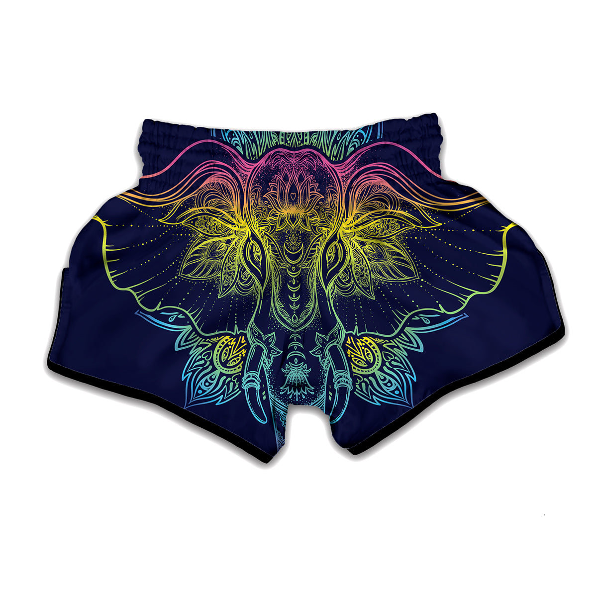 Rainbow Indian Elephant Print Muay Thai Boxing Shorts
