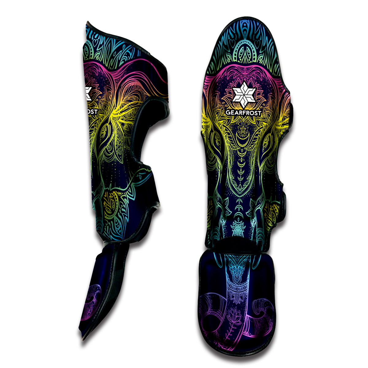 Rainbow Indian Elephant Print Muay Thai Shin Guard