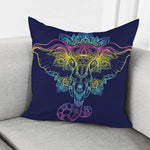 Rainbow Indian Elephant Print Pillow Cover