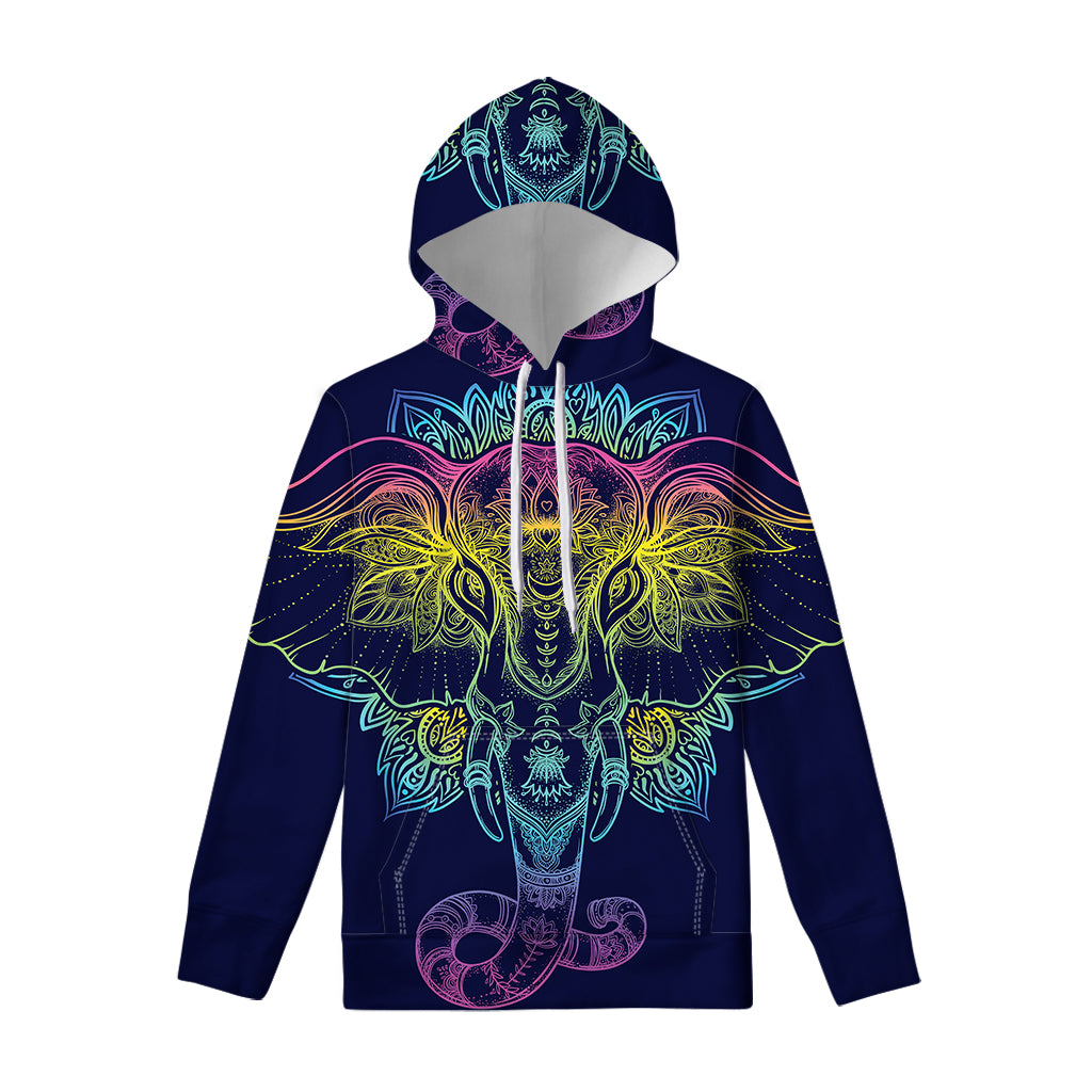 Rainbow Indian Elephant Print Pullover Hoodie