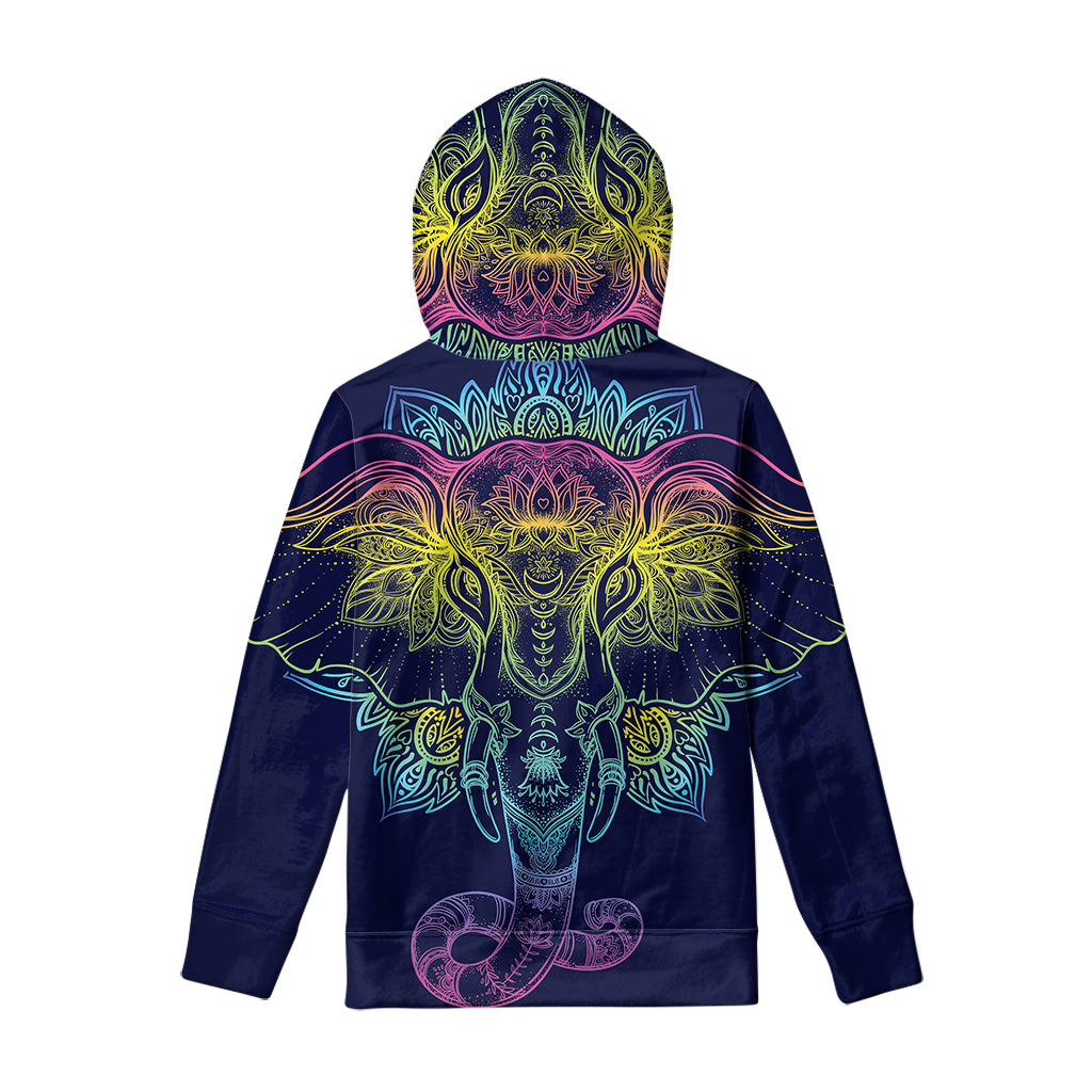 Rainbow Indian Elephant Print Pullover Hoodie
