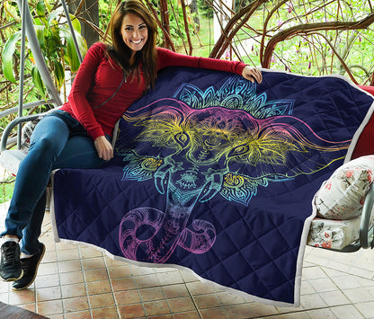 Rainbow Indian Elephant Print Quilt