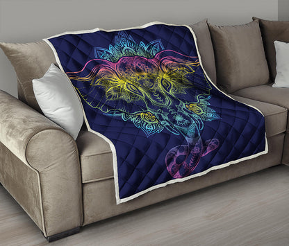 Rainbow Indian Elephant Print Quilt