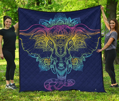Rainbow Indian Elephant Print Quilt