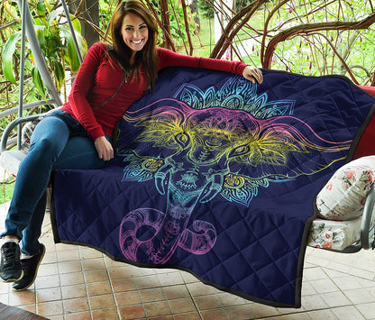 Rainbow Indian Elephant Print Quilt