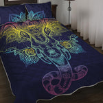 Rainbow Indian Elephant Print Quilt Bed Set