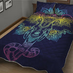 Rainbow Indian Elephant Print Quilt Bed Set