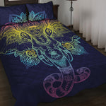 Rainbow Indian Elephant Print Quilt Bed Set