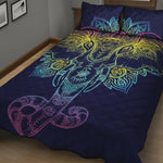 Rainbow Indian Elephant Print Quilt Bed Set