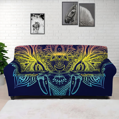 Rainbow Indian Elephant Print Sofa Cover