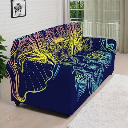 Rainbow Indian Elephant Print Sofa Cover