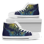 Rainbow Indian Elephant Print White High Top Shoes