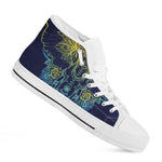 Rainbow Indian Elephant Print White High Top Shoes