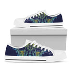 Rainbow Indian Elephant Print White Low Top Shoes