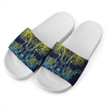 Rainbow Indian Elephant Print White Slide Sandals