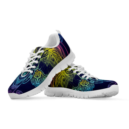 Rainbow Indian Elephant Print White Sneakers