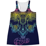 Rainbow Indian Elephant Print Women's Racerback Tank Top