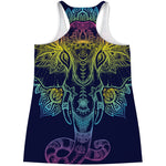 Rainbow Indian Elephant Print Women's Racerback Tank Top