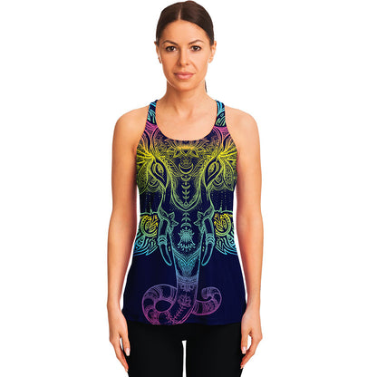 Rainbow Indian Elephant Print Women's Racerback Tank Top