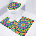 Rainbow Kaleidoscope Print 3 Piece Bath Mat Set
