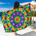 Rainbow Kaleidoscope Print Beach Sarong Wrap