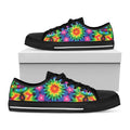Rainbow Kaleidoscope Print Black Low Top Sneakers