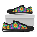 Rainbow Kaleidoscope Print Black Low Top Shoes