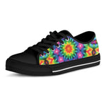 Rainbow Kaleidoscope Print Black Low Top Shoes