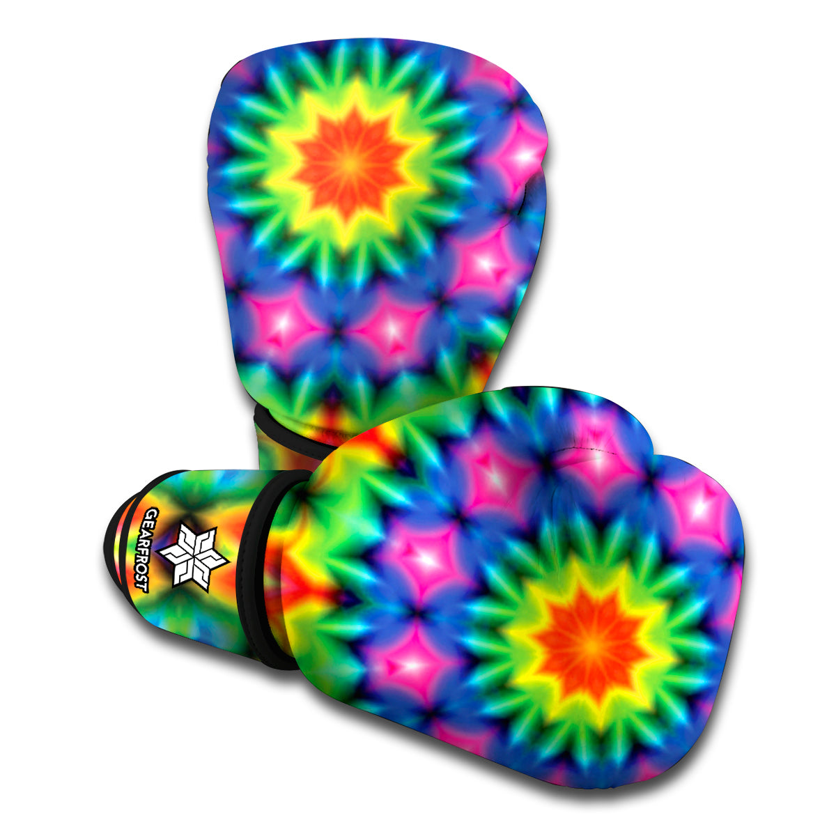 Rainbow Kaleidoscope Print Boxing Gloves