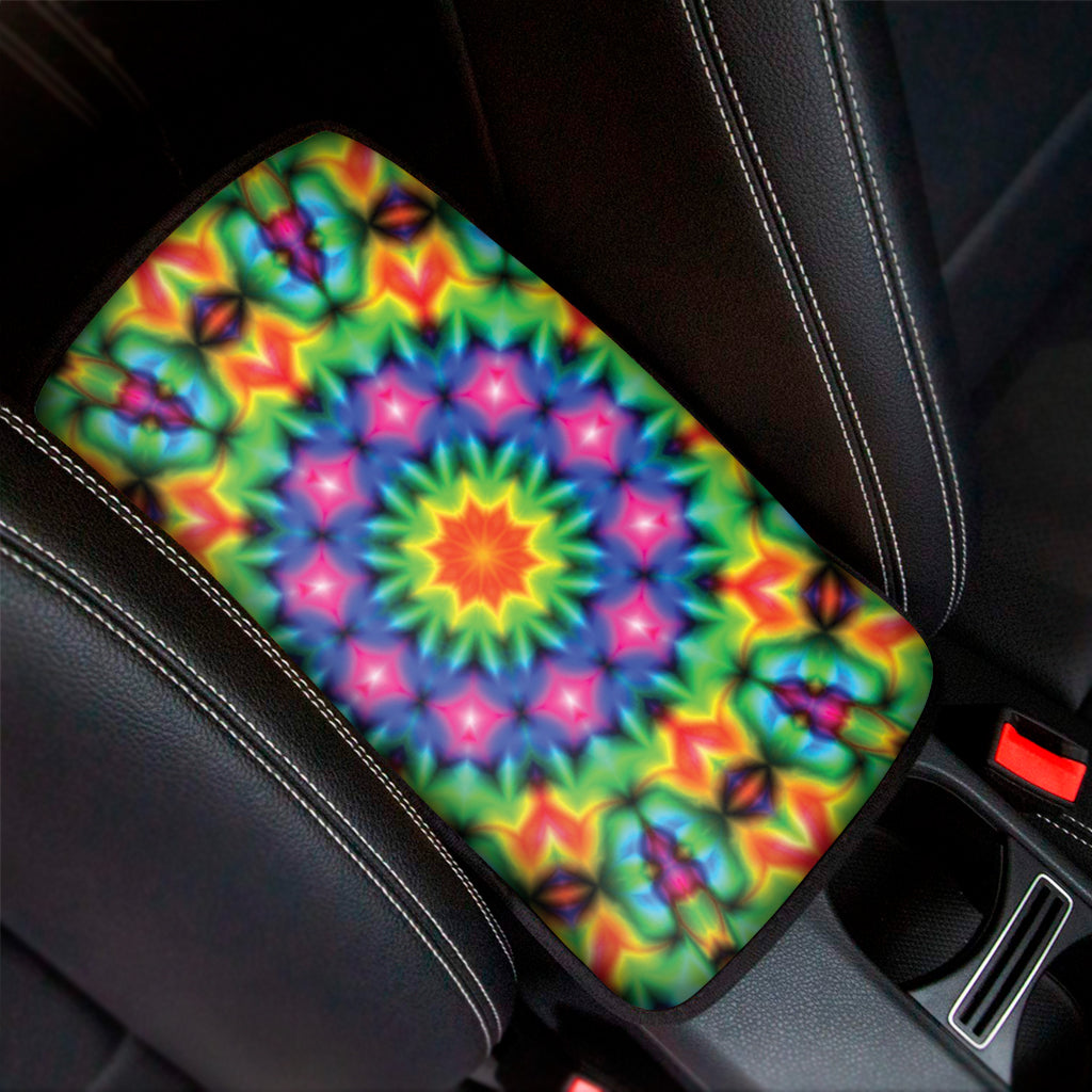 Rainbow Kaleidoscope Print Car Center Console Cover
