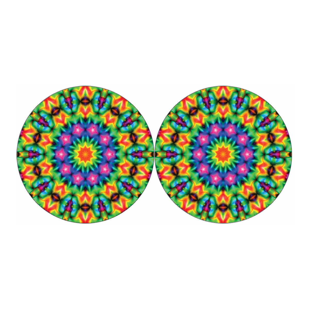 Rainbow Kaleidoscope Print Car Coasters
