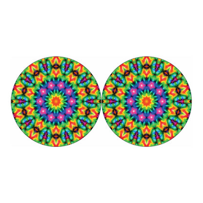 Rainbow Kaleidoscope Print Car Coasters