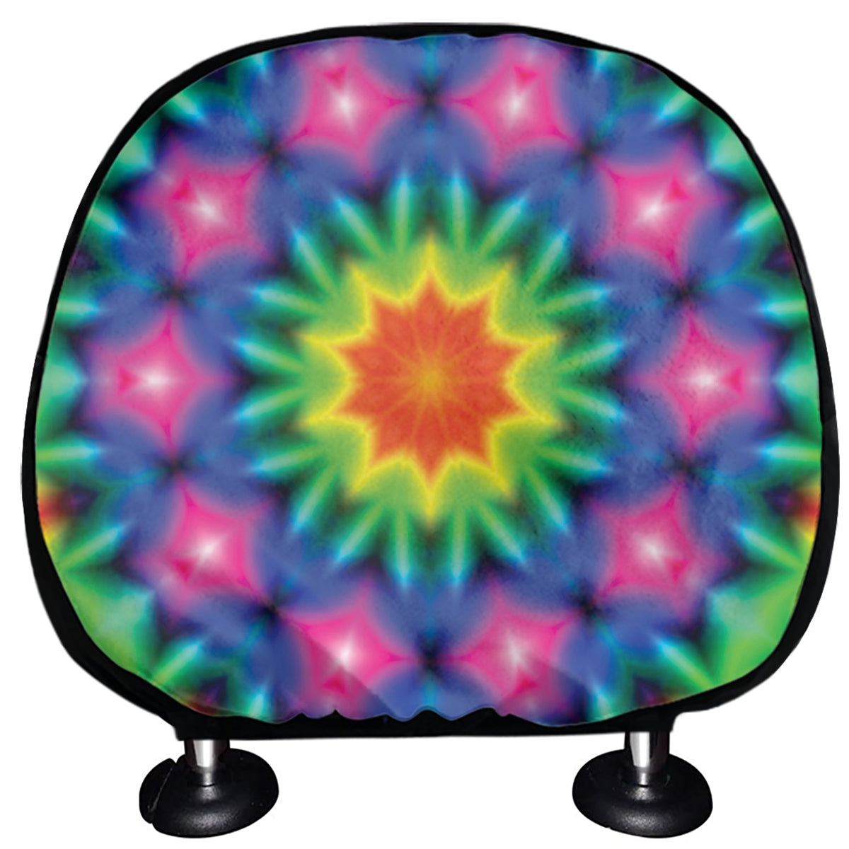 Rainbow Kaleidoscope Print Car Headrest Covers