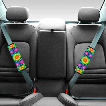 Rainbow Kaleidoscope Print Car Seat Belt Covers