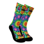 Rainbow Kaleidoscope Print Crew Socks