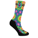 Rainbow Kaleidoscope Print Crew Socks