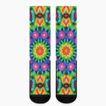 Rainbow Kaleidoscope Print Crew Socks