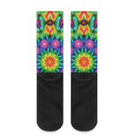 Rainbow Kaleidoscope Print Crew Socks