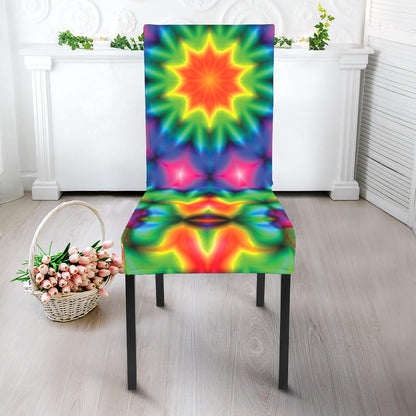 Rainbow Kaleidoscope Print Dining Chair Slipcover
