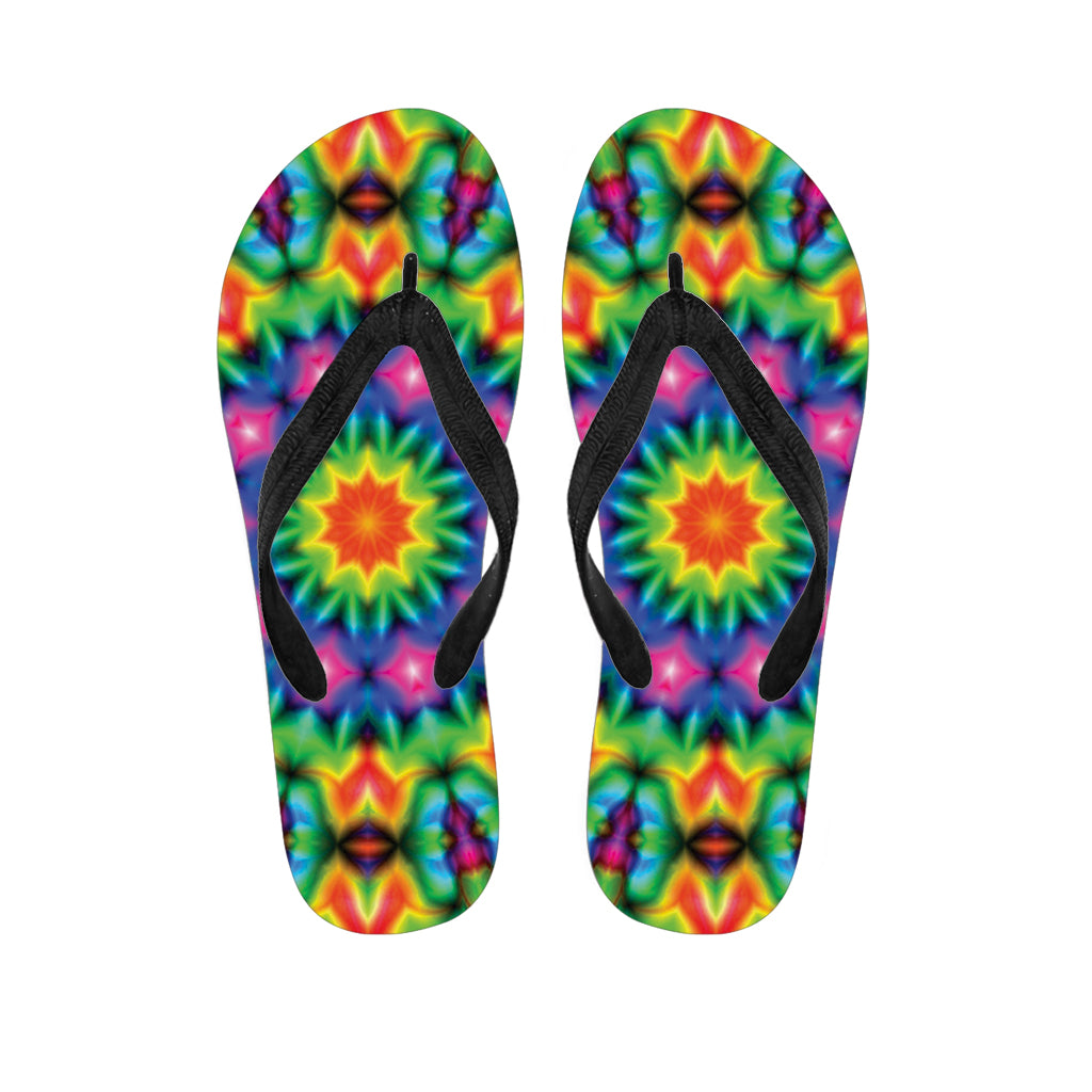 Rainbow Kaleidoscope Print Flip Flops