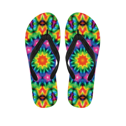 Rainbow Kaleidoscope Print Flip Flops