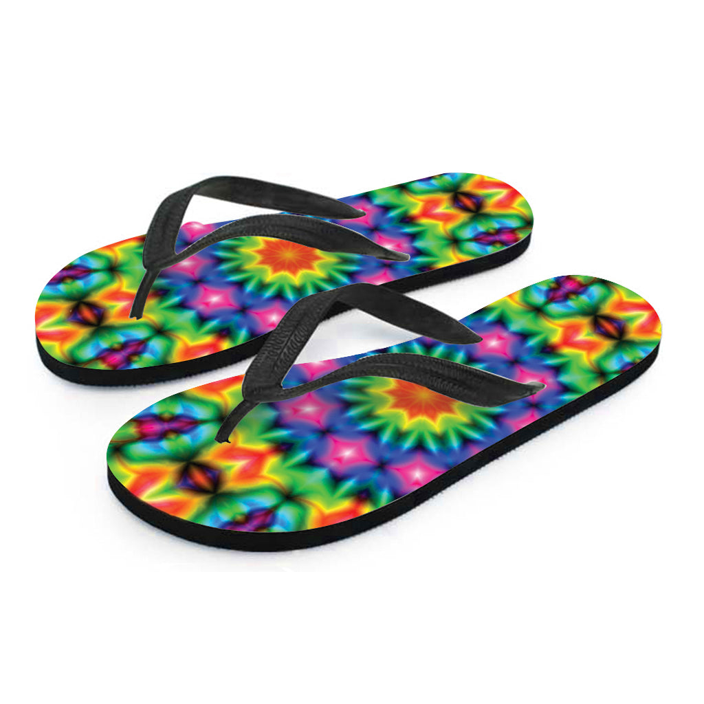 Rainbow Kaleidoscope Print Flip Flops