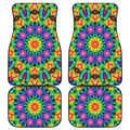 Rainbow Kaleidoscope Print Front and Back Car Floor Mats