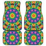 Rainbow Kaleidoscope Print Front and Back Car Floor Mats