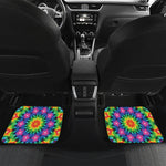 Rainbow Kaleidoscope Print Front and Back Car Floor Mats