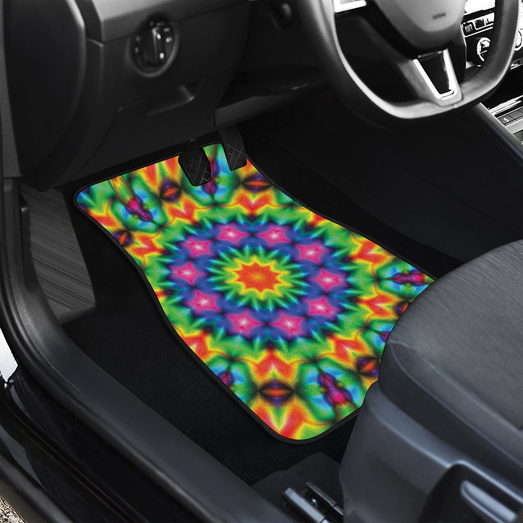 Rainbow Kaleidoscope Print Front and Back Car Floor Mats