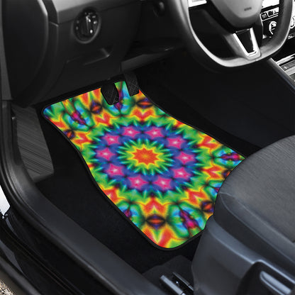 Rainbow Kaleidoscope Print Front and Back Car Floor Mats