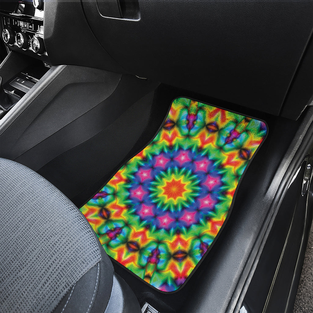 Rainbow Kaleidoscope Print Front and Back Car Floor Mats